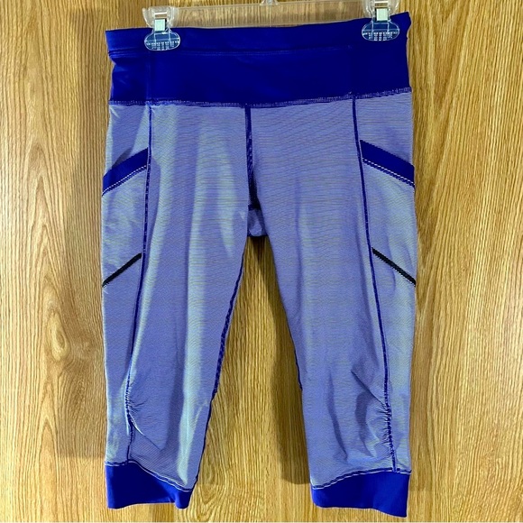 Lululemon Purple/White Leggings Capris/Joggers With Deep Pockets - Picture 2 of 8